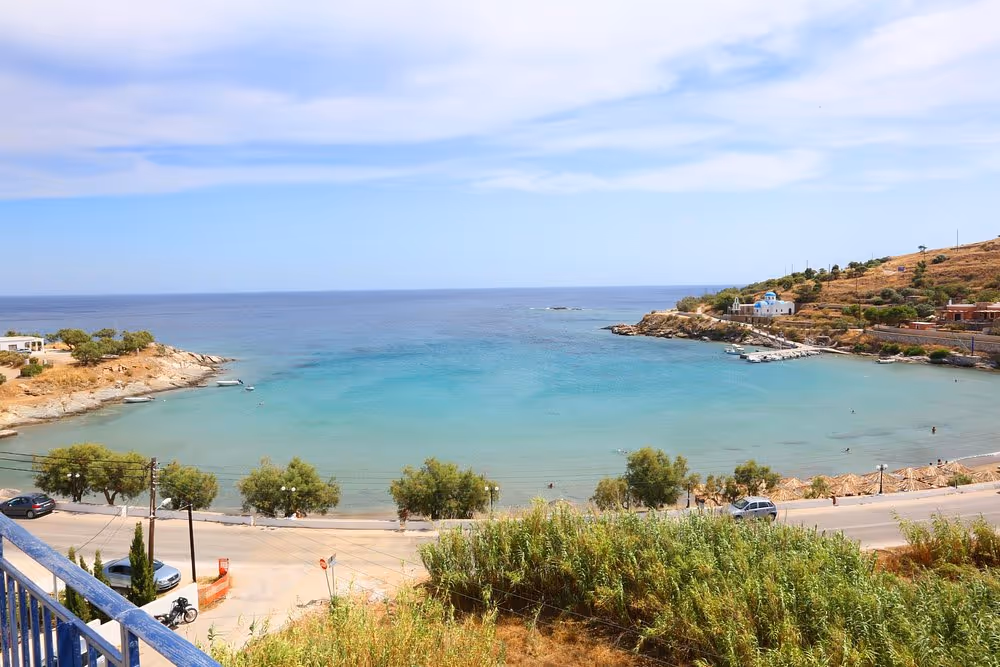 Panoramic view of Megas Gialos bay from our Syros Hotel