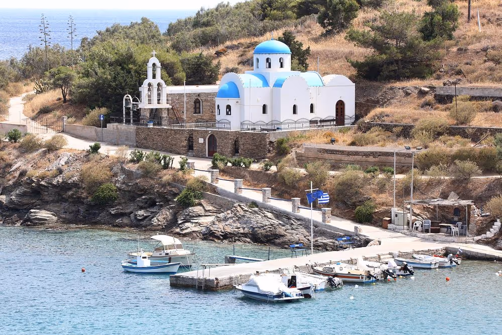 Agios Antonios church and pier