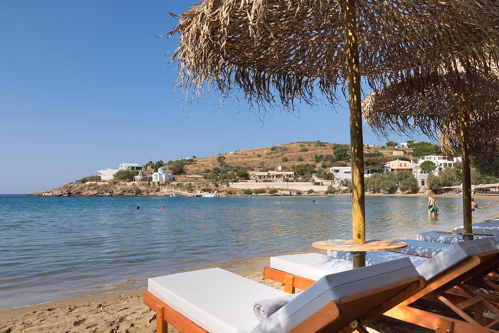 Straw umbrellas on the beach