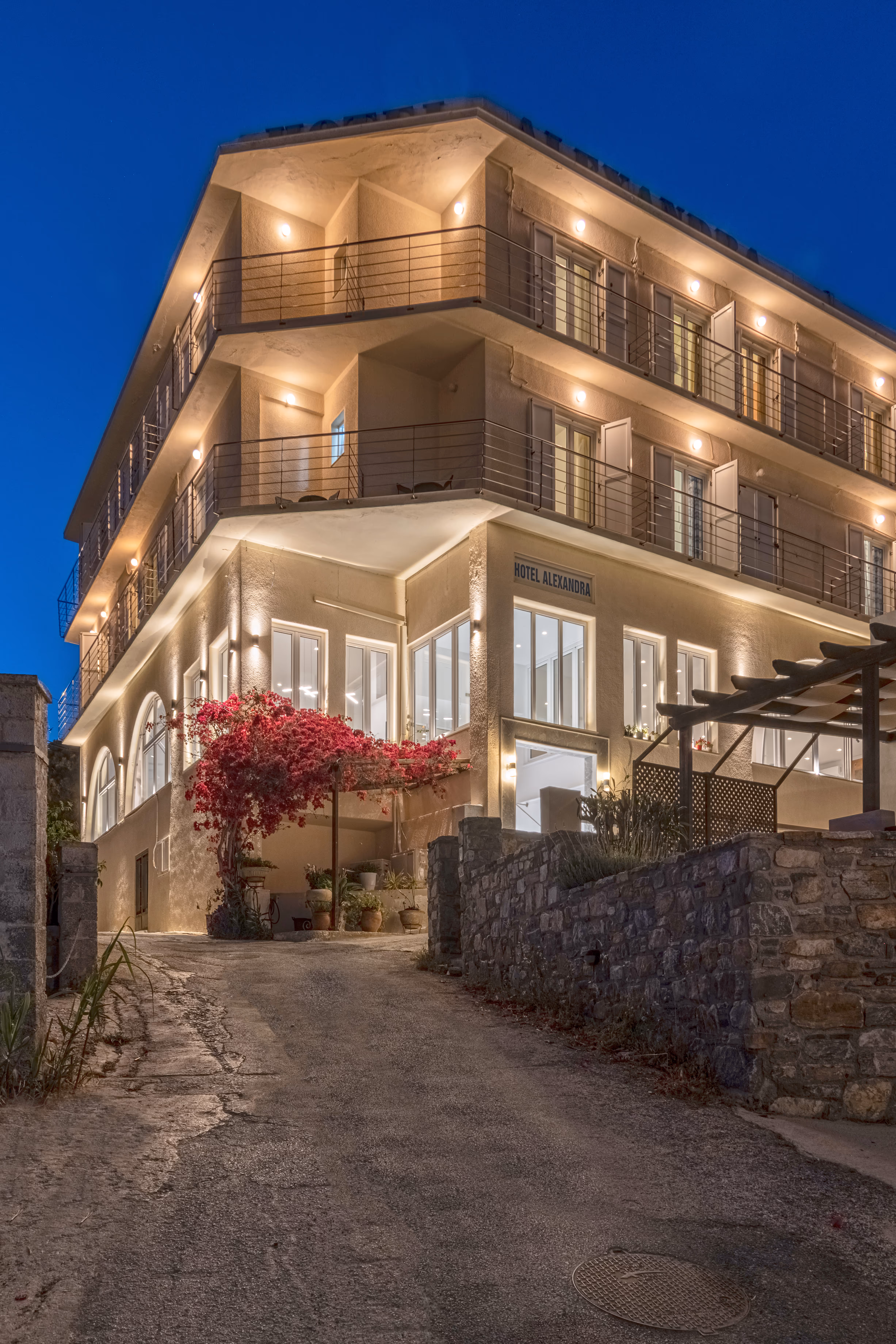 Alexandra Hotel Syros at night